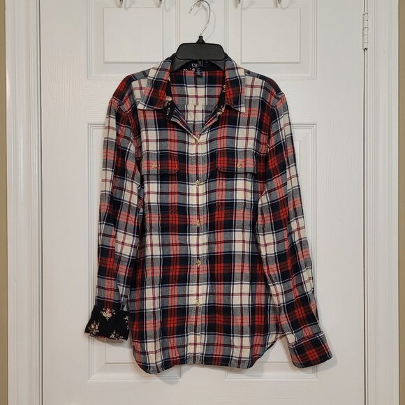 Chaps Ralph Lauren Women's Long Sleeve Plaid Shirt ~ Boyfriend Cut ~ Sz. Large ~ - Picture 1 of 4